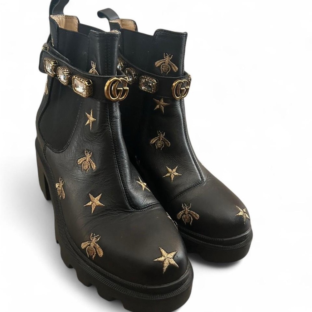 Black and Gold Embellished Women's Boots